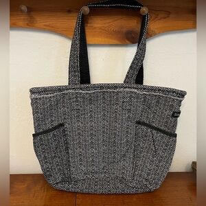 Thirty-One 31 Retro Metro Black and White Herringbone tote bag